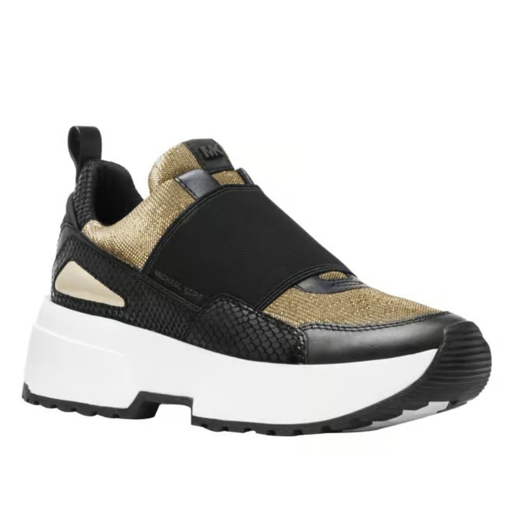 MICHAEL Michael Kors Women's Cosmo Black & Gold Sneake